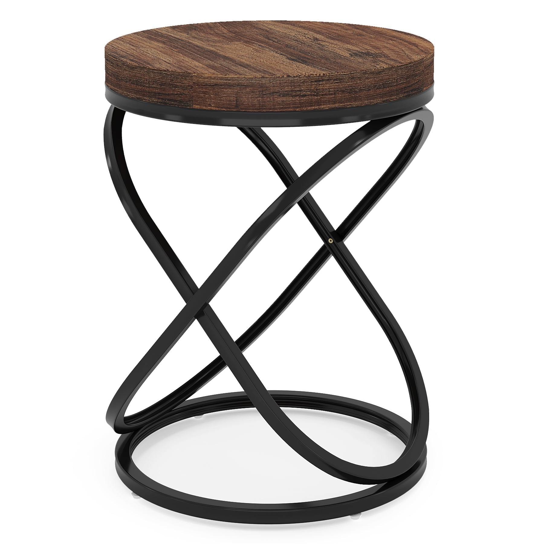 Round End Table, 26" Tall Sofa Side Table with Faux Marble Top Tribesigns